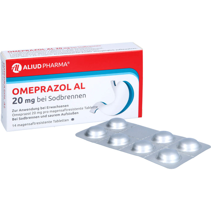 Omeprazol AL 20 mg Tabletten bei Sodbrennen, 14 pc Tablettes