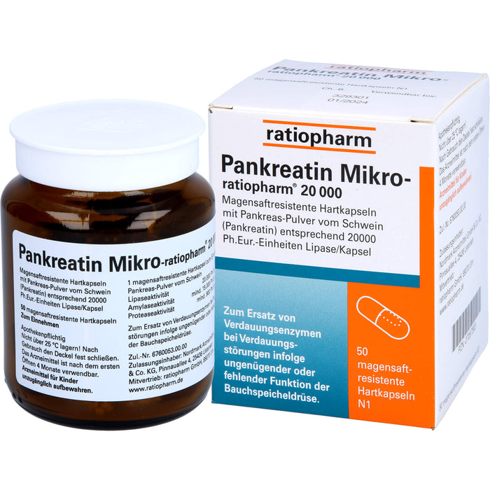 Pankreatin Mikro-ratiopharm 20000 Hartkapseln, 50 St. Kapseln