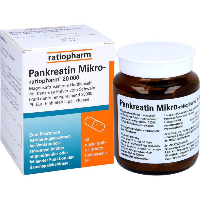 Pankreatin Mikro-ratiopharm 20000 Hartkapseln, 50 pcs. Capsules