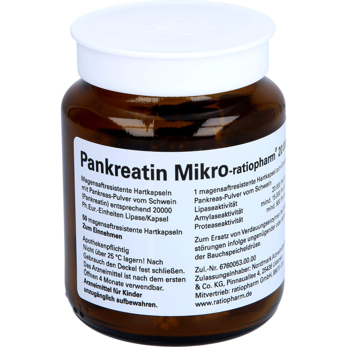 Pankreatin Mikro-ratiopharm 20000 Hartkapseln, 50 pcs. Capsules