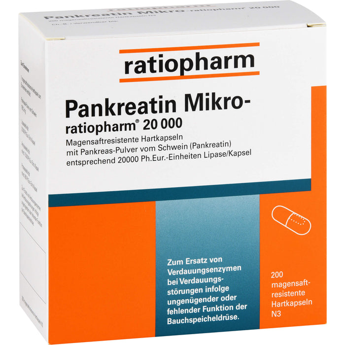 Pankreatin Mikro-ratiopharm 20 000 magensaftresistente Hartkapseln, 200 pcs. Capsules