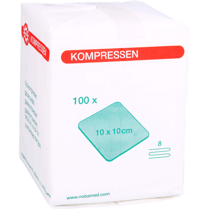 NOBAMED Mullkompressen 10 x 10 cm unsteril 8-fach, 100 pcs. Compresses