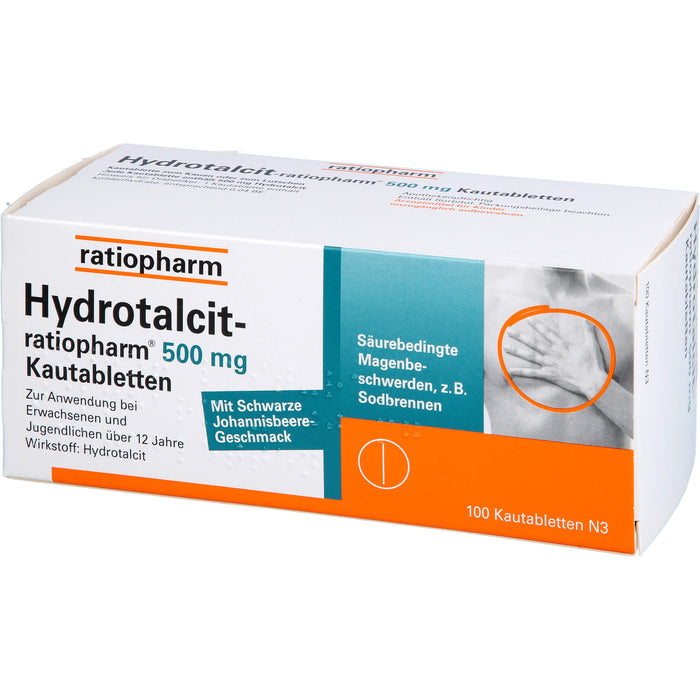 Hydrotalcit-ratiopharm 500 mg Kautabletten, 100 pc Tablettes