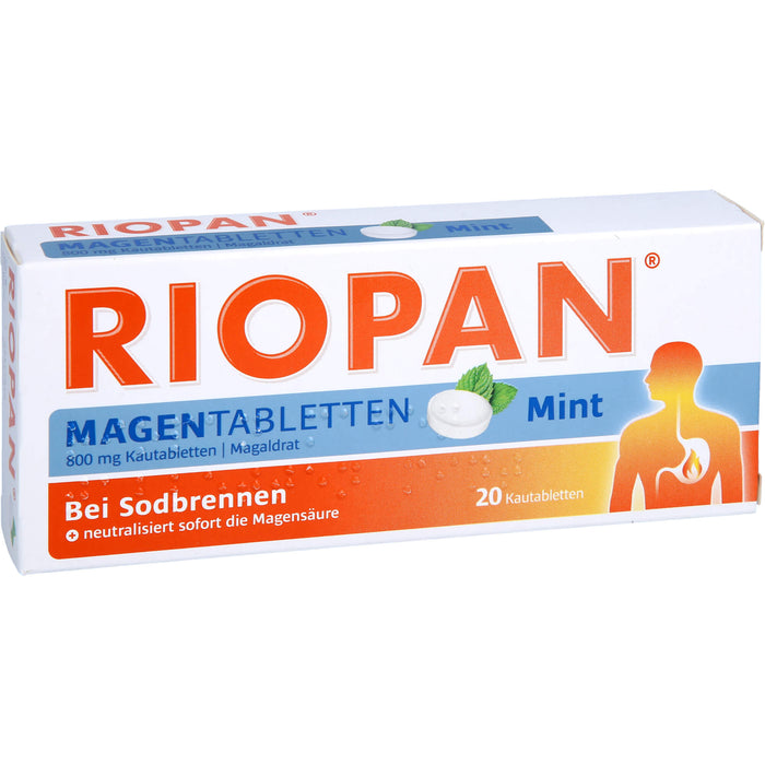 RIOPAN Magentabletten Kautabletten Mint bei Sodbrennen, 20 pc Tablettes