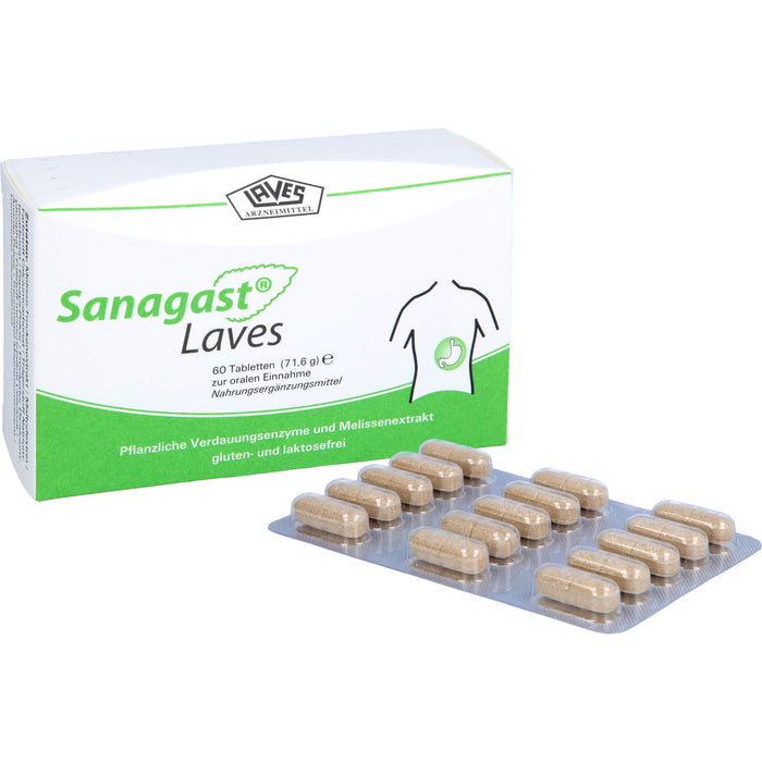 Sanagast Laves Tabletten zur Unterstützung einer gesunden Eiweißverdauung, 60 pc Tablettes