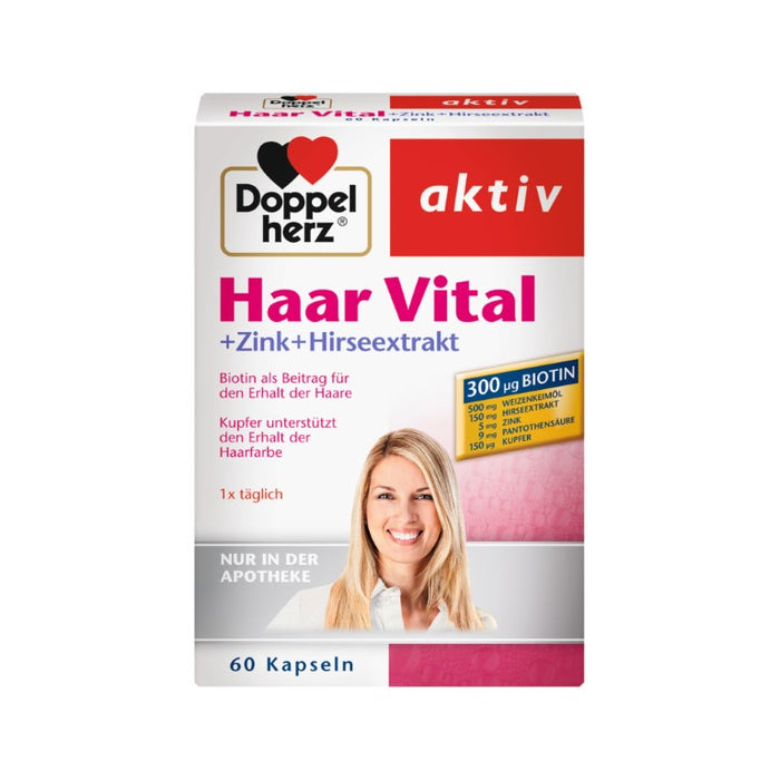 Doppelherz Haar Vital + Zink + Hirseextrakt, 60 St. Kapseln