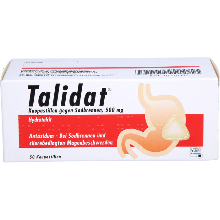 Talidat Kaupastillen gegen Sodbrennen, 500 mg, 50 St PAS