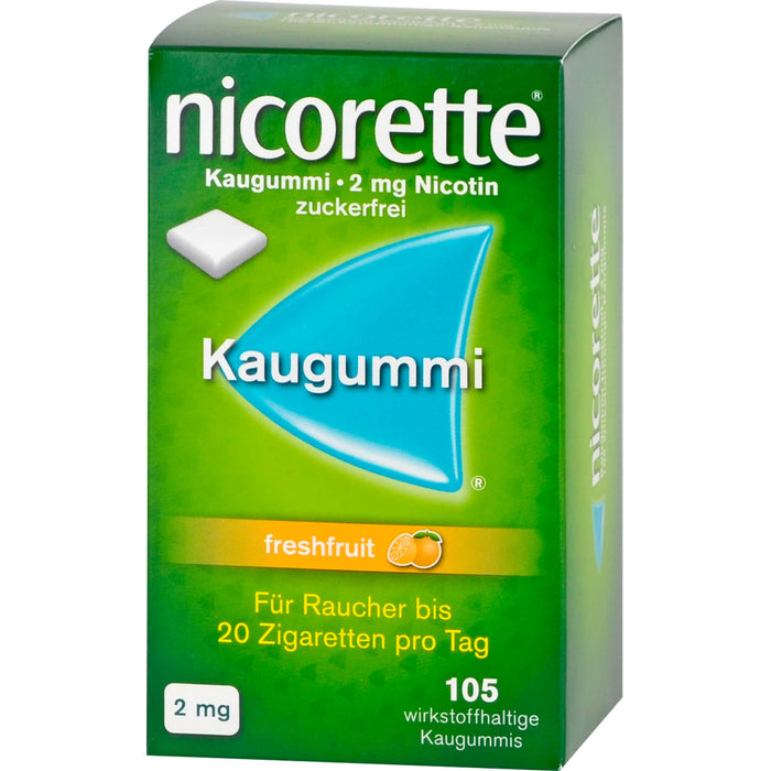 nicorette Kaugummi freshfruit 2 mg Reimport Pharma Gerke, 105 pc Gomme à mâcher