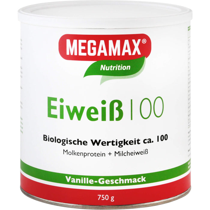 MEGAMAX Nutrition Eiweiß 100 Pulver Vanille-Geschmack, 750 g Powder