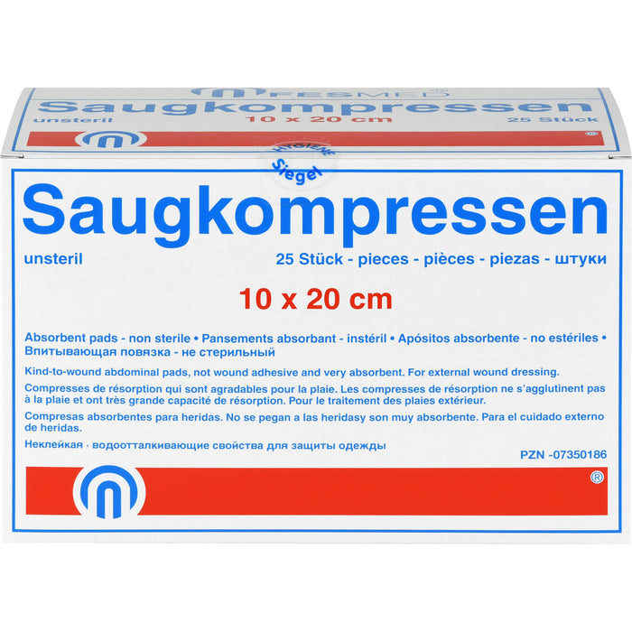 Saugkompresse 10X20cm unsteril, 25 St KOM