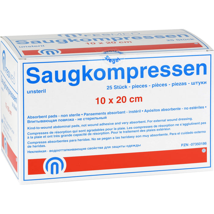 Saugkompresse 10X20cm unsteril, 25 St KOM