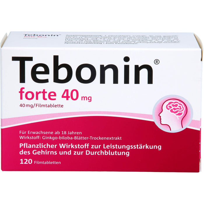 Tebonin forte 40 mg Filmtabletten zur Leistungsstärkung des Gehirns und zur Durchblutung, 120 pc Tablettes