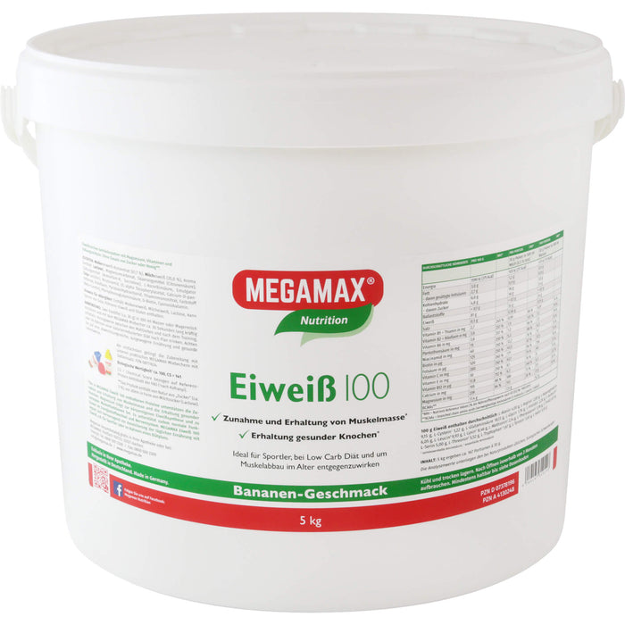 MEGAMAX Nutrition Eiweiß 100 Pulver Bananen-Geschmack, 5000 g Powder