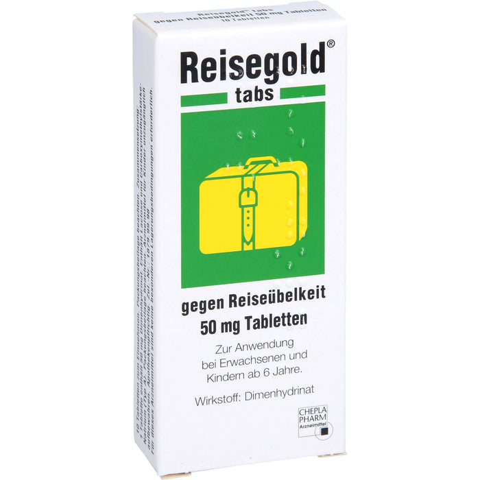 Reisegold tabs Tabletten gegen Reiseübelkeit, 10 pcs. Tablets