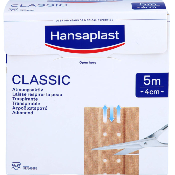 Hansaplast Classic 5 m x 4 cm atmungsaktives Pflaster, 1 pc Pansement