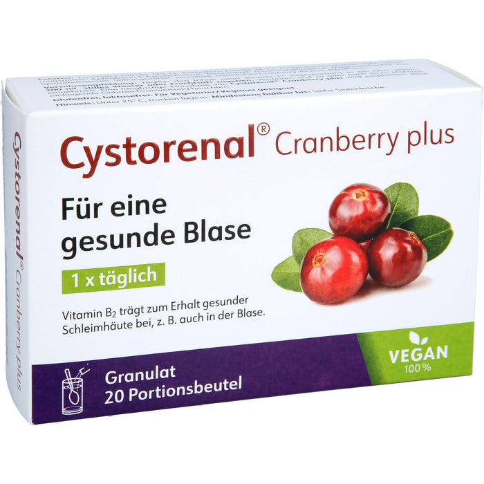 QUIRIS Cystorenal Cranberry plus Pulver für eine gesunde und starke Blase, mit Kürbiskernextrakt, Vitamin B2 und C, 20 pc Sachets