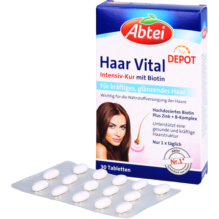 Abtei Haar Vital Intensiv-Kur mit Biotin Tabletten, 30 pc Tablettes