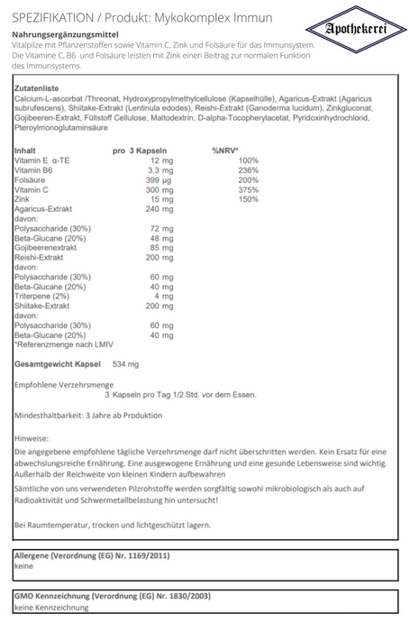 Apothekerei Mykokomplex Immun, 30 pc Capsules