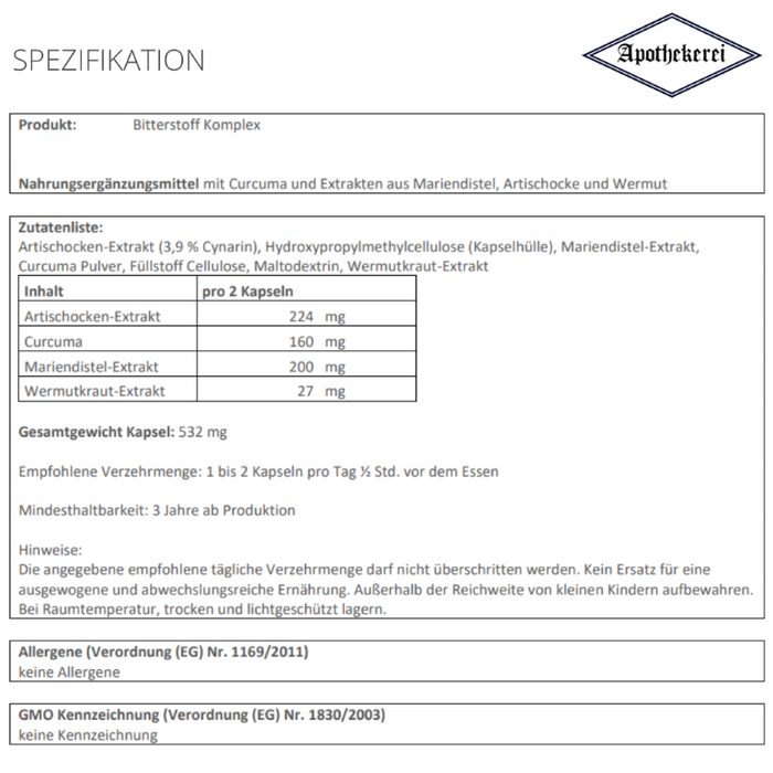 Apothekerei Bitterstoff Komplex, 90 pc Capsules