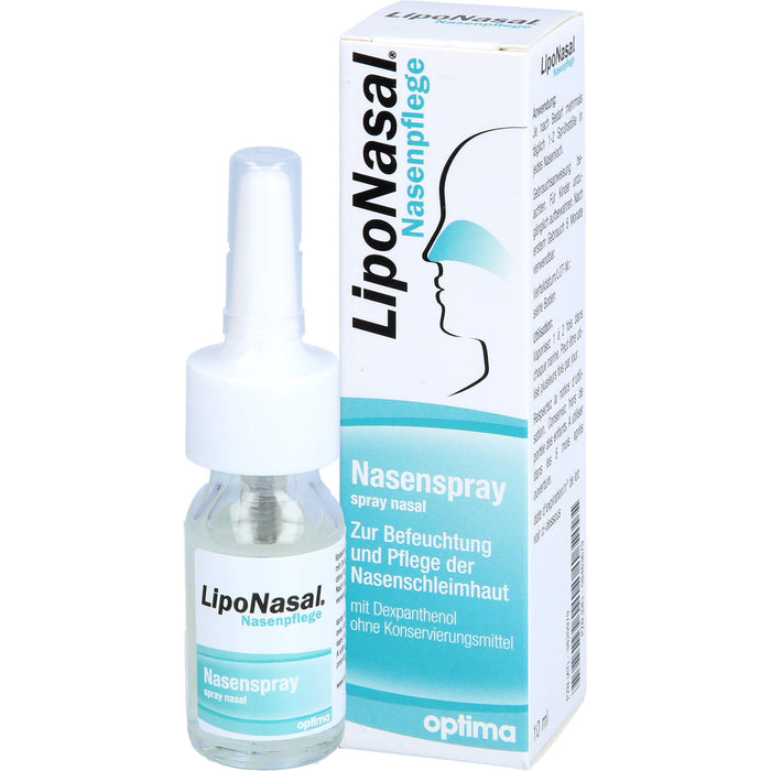 LipoNasal Nasenpflege, Nasenspray zur Befeuchtung und Pflege der Nasenschleimhaut, mit Dexpanthenol, ohne Konservierungsmittel, 10 ml Solution