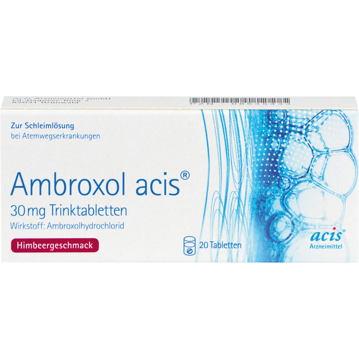 Ambroxol acis 30 mg Trinktabletten zur Schleimlösung bei Atemwegserkrankungen, 20 pc Tablettes