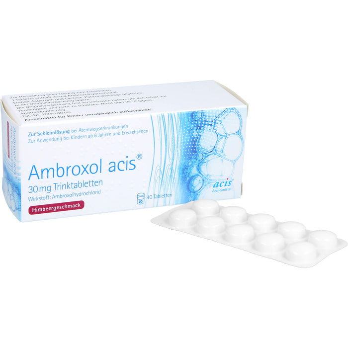 Ambroxol acis 30 mg Trinktabletten zur Schleimlösung bei Atemwegserkrankungen, 40 pc Tablettes
