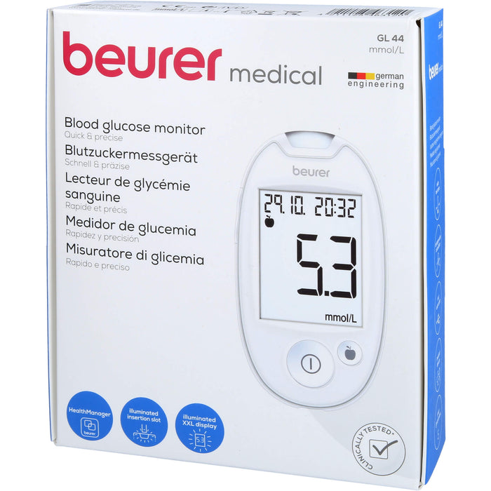 Beurer GL 44 Blutzuckermessgerät weiss mmol/l, 1 St
