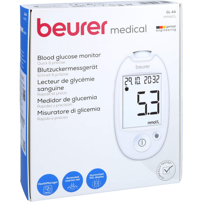 Beurer GL 44 Blutzuckermessgerät weiss mmol/l, 1 St