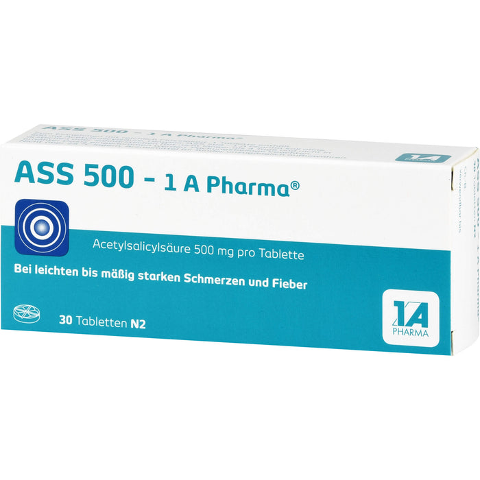 ASS 500 - 1 A Pharma Tabletten bei Schmerzen und Fieber, 30 pcs. Tablets