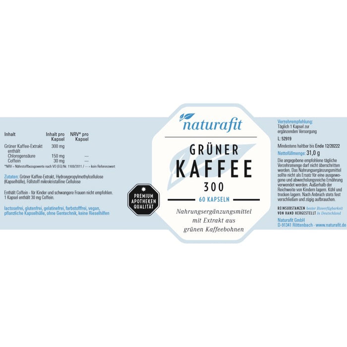 naturafit Grüner Kaffee 300 Kapseln, 60 St. Kapseln