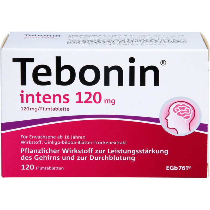 Tebonin intens 120 mg Filmtabletten zur Leistungsstärkung des Gehirns und zur Durchblutung, 120 pcs. Tablets