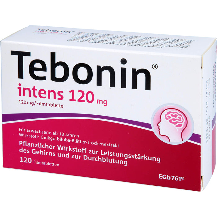 Tebonin intens 120 mg Filmtabletten zur Leistungsstärkung des Gehirns und zur Durchblutung, 120 pcs. Tablets