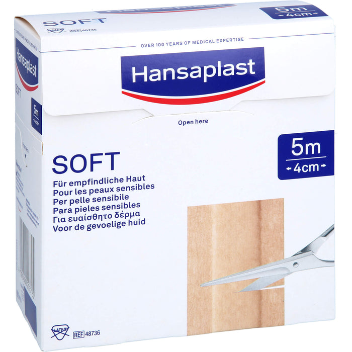 Hansaplast Soft 5 m x 4 cm Pflaster Rolle, 1 pcs. Patch
