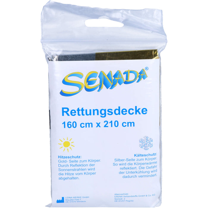 SENADA Rettungsdecke 210 x 160 cm Hitze- und Kälteschutz für die erste Hilfe, 1 pcs. Pack