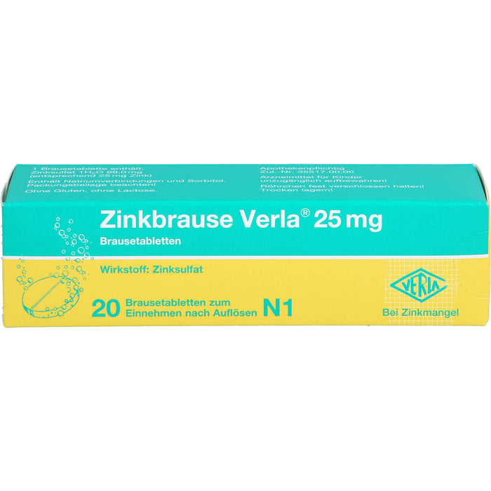 Zinkbrause Verla 25 mg Brausetabletten, 20 pcs. Tablets