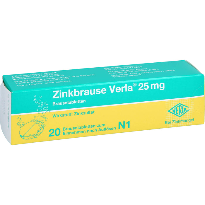 Zinkbrause Verla 25 mg Brausetabletten, 20 pc Tablettes