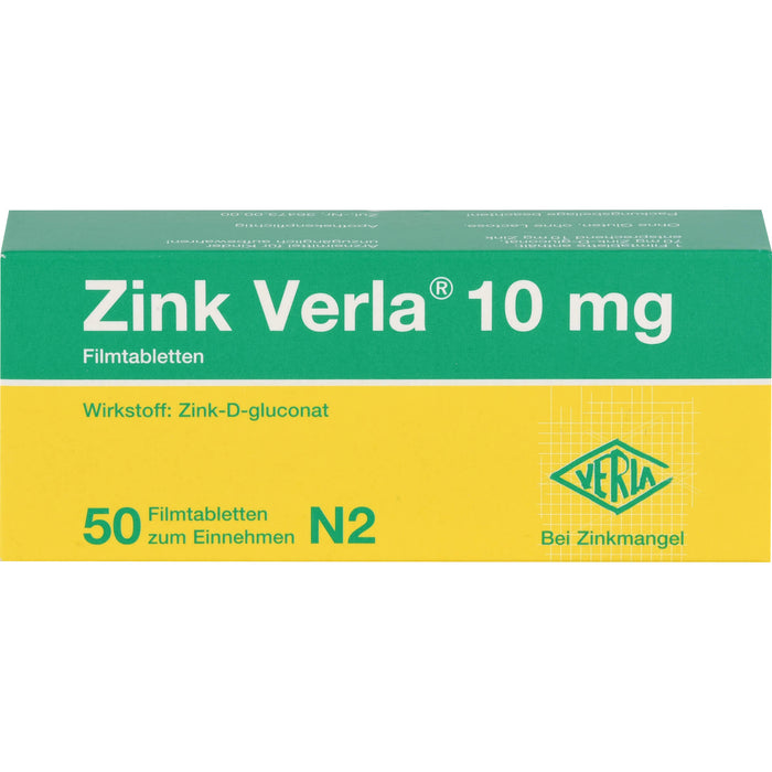 Zink Verla 10 mg Filmtabletten, 50 pc Tablettes