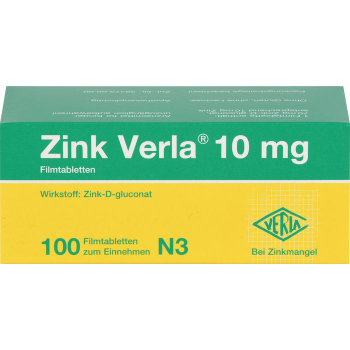 Zink Verla 10 mg Filmtabletten, 100 pcs. Tablets