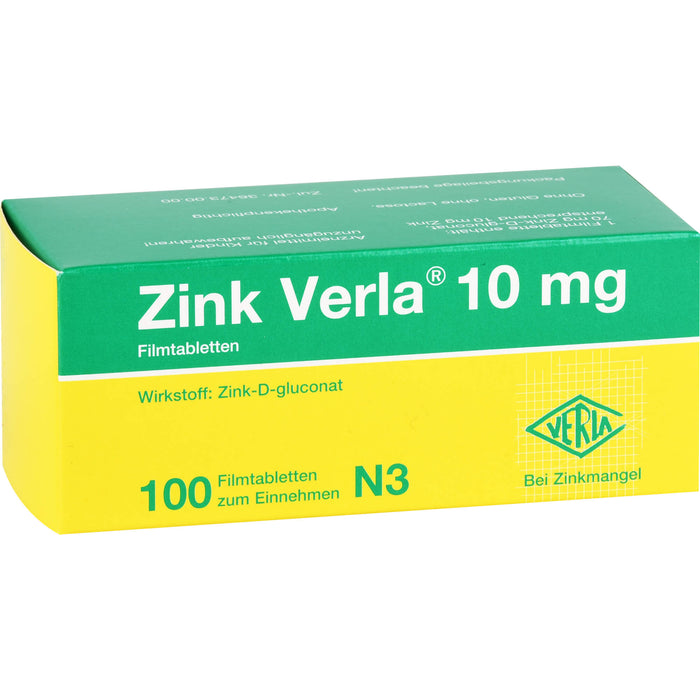 Zink Verla 10 mg Filmtabletten, 100 St. Tabletten