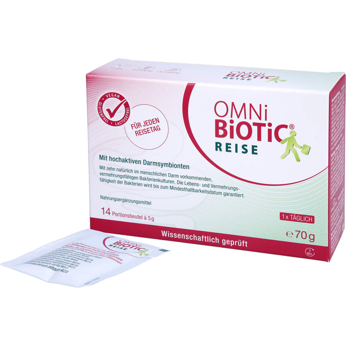 OMNi-BiOTiC Reise mit aktiven und vermehrungsfähigen Darmsymbionten für Reisen, 14 pc Sachets