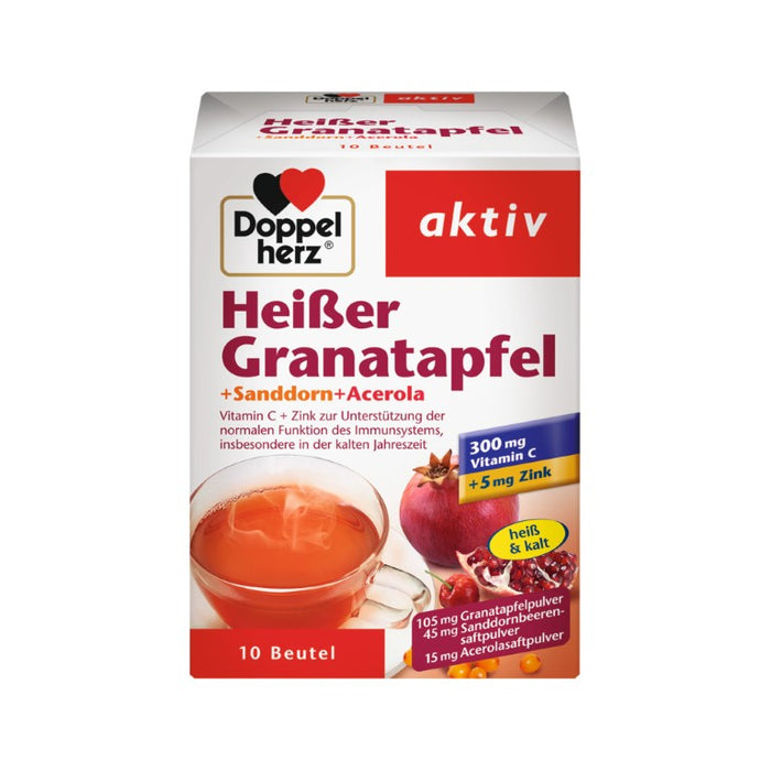 Doppelherz Heißer Granatapfel + Sanddorn + Acerola Pulver, 10 pc Sachets