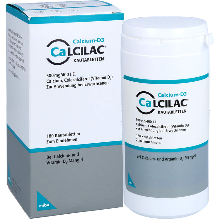 Calcilac Kautabletten 500 mg / 400 I.E., 180 pc Tablettes