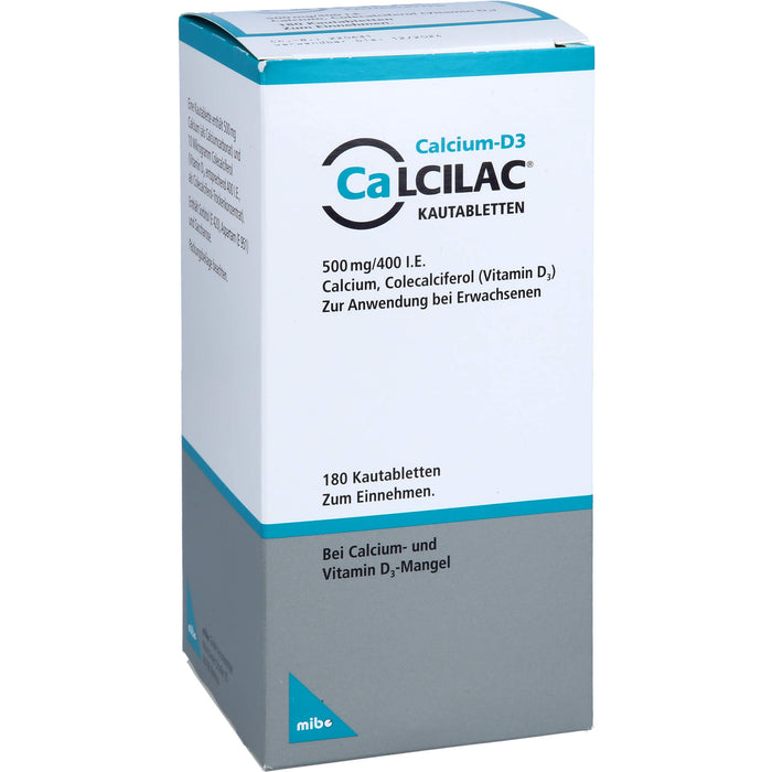 Calcilac Kautabletten 500 mg / 400 I.E., 180 pc Tablettes