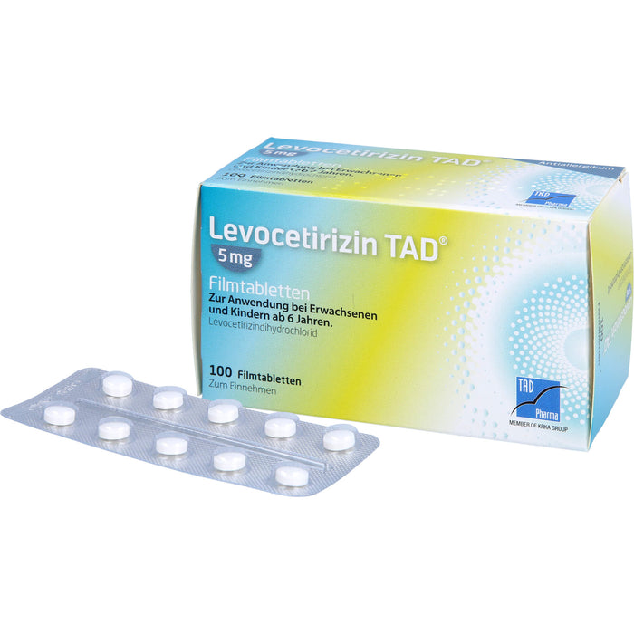 Levocetirizin TAD 5 mg Filmtabletten bei Allergien, 100 pcs. Tablets