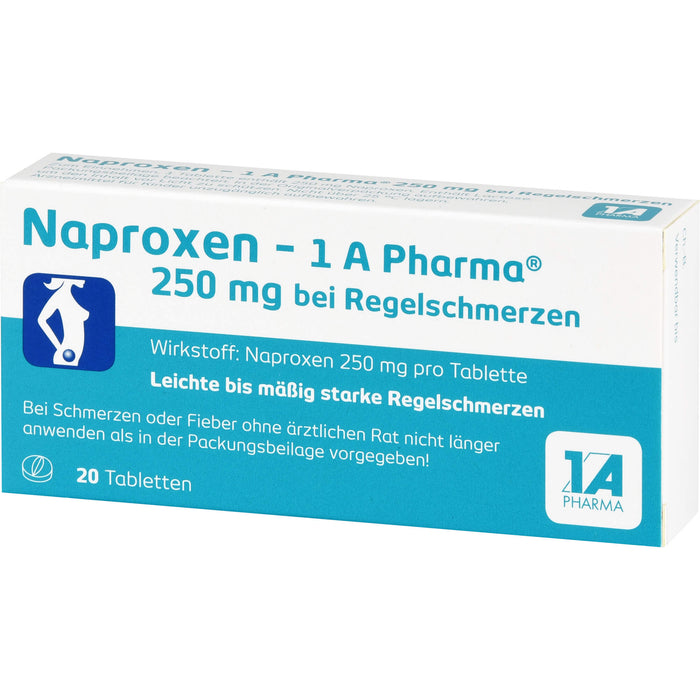 Naproxen - 1 A Pharma 250 mg Tabletten bei Regelbeschwerden, 20 pc Tablettes