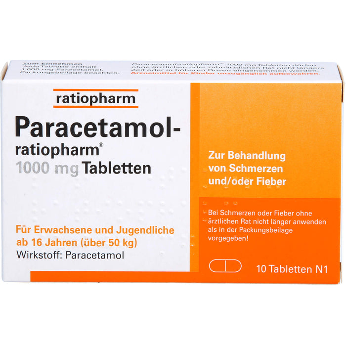 Paracetamol-ratiopharm 1000 mg Tabletten, 10 pc Tablettes