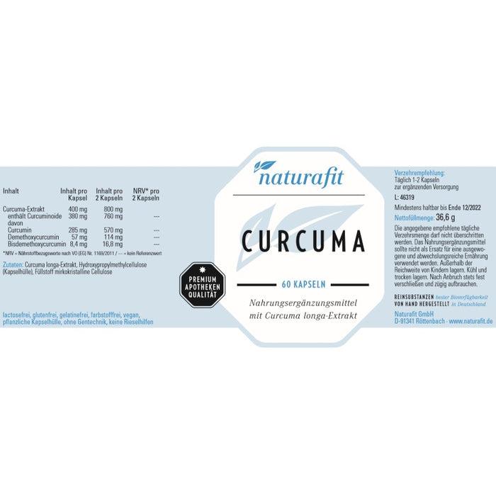 naturafit Curcuma Kapseln, 60 pcs. Capsules