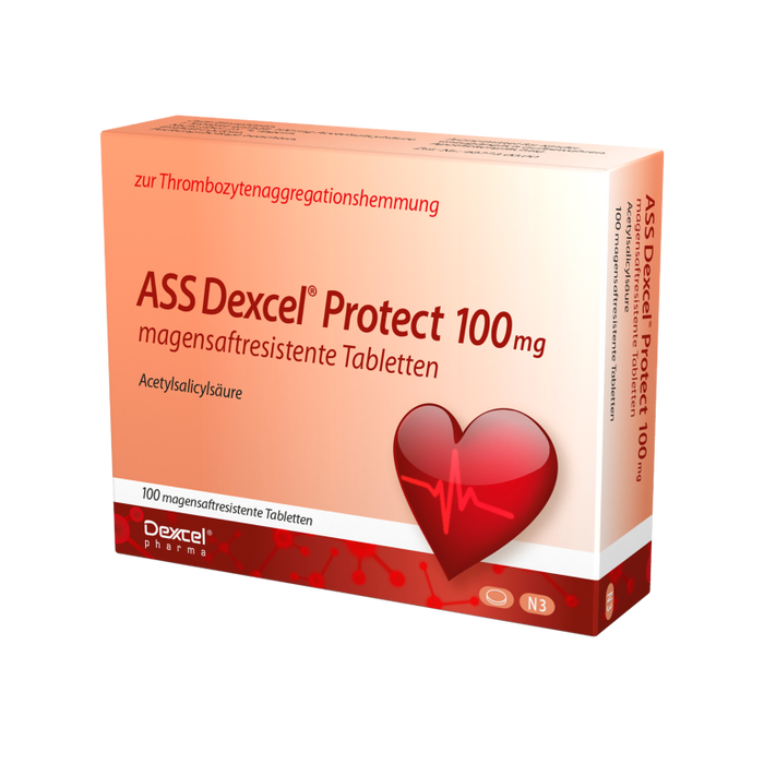 ASS Dexcel Protect 100 mg Tabletten bei Herz-Kreislauf-Erkrankungen, 100 pc Tablettes