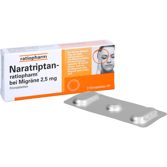 Naratriptan-ratiopharm bei Migräne 2,5 mg Filmtabletten, 2 pcs. Tablets