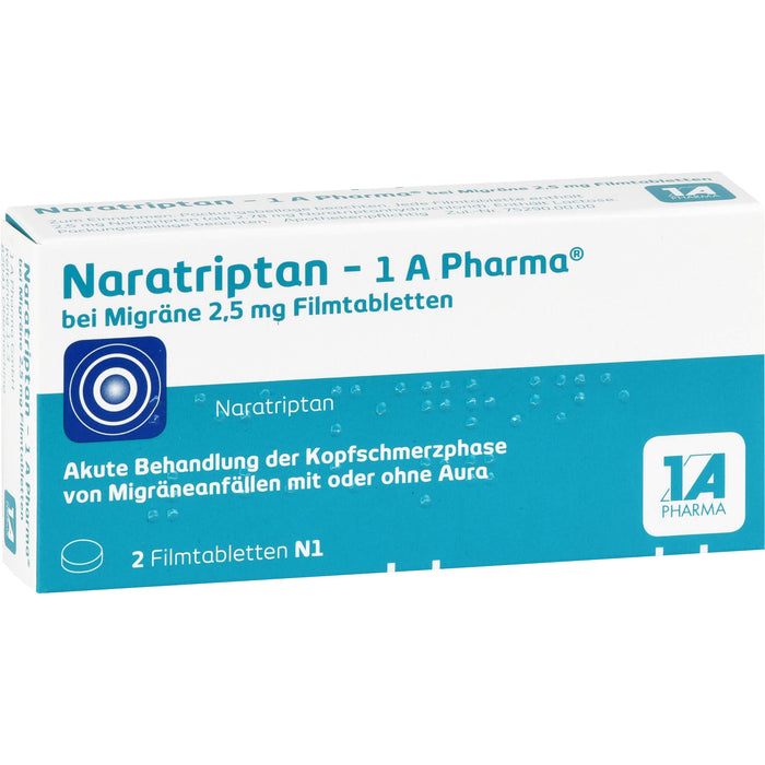 Naratriptan - 1 A Pharma bei Migräne 2,5 mg Filmtabletten, 2 St. Tabletten